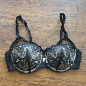 Adore Me Elegant Chic Feminine Whimsigoth Romantic Fairy Black Lace Bra Size 36B